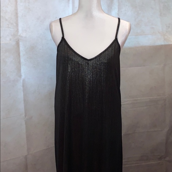 Luminere Dresses & Skirts - Long Slinky Black/Silverish Spaghetti Straps